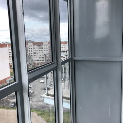 остекление холодного балкона в пол серый алюминий