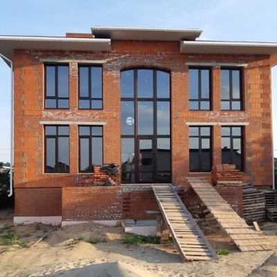 Остекление котеджа Внешняя ламинация Темный Дуб